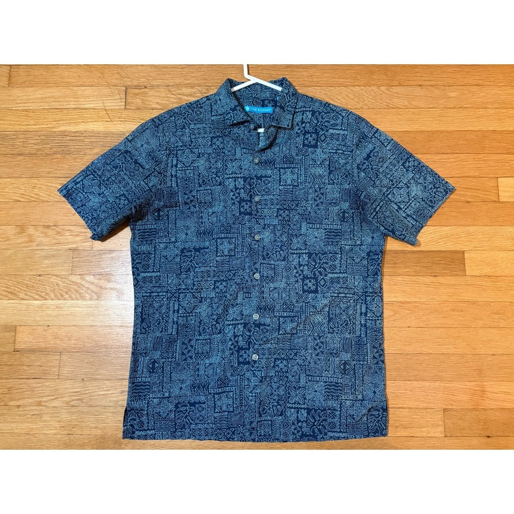 Tori Richard Made In Hawaii Blue Batik Aloha Shirt Small 100% Cotton
